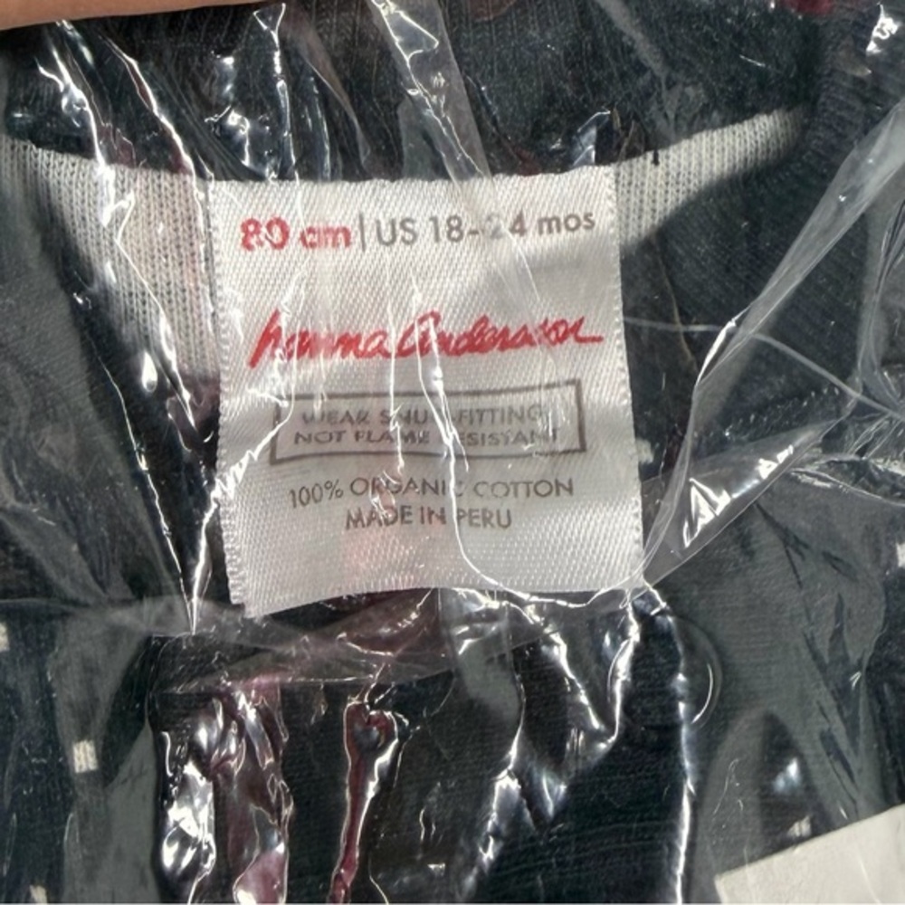 Hanna Andersson Holiday Baby Zip Sleeper Family Heritage Black Red & White NWT‎ - Picture 4 of 4